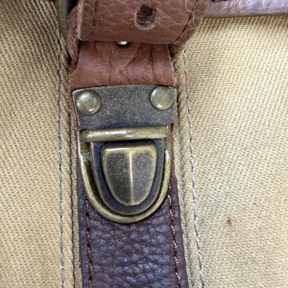 Vintage LL Bean Continental Rucksack Waxed Canvas Leather Backpack Tan Brown 90s